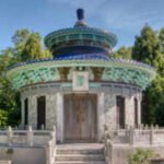 the compound was built around a replica buddhist temple modelled after temples at the summer palace in beijing