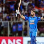 thiruvananthapuram sep 27 ani indias virat kohli celebrates his century dur