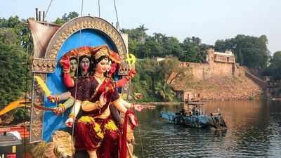 a police official said they received a dial 100 call alleging eggs were thrown at a durga mata idol during a procession near santosh nagar hotel lane