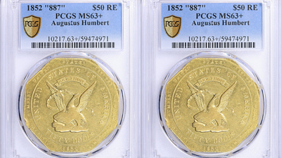 an 1852 california gold 50 coin from the gold rush era sold for 367875