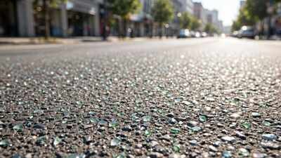 baltimore turned waste glass into road surfaces on at least 17 streets the crushed glass made the pavement sparkle under sunlight and streetlights