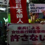 demonstrators take part in a protest outside the prime ministers office following the killing of a japanese woman in okinawa for which a us marine is a suspect in tokyo reuters photo