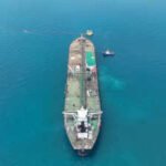 file photo drone view of oil tanker helga berthed at one of iraqs southern offshore oil terminals near basra