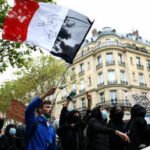 french high school and university students protest in france