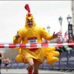 giant chicken crosses marathon finish