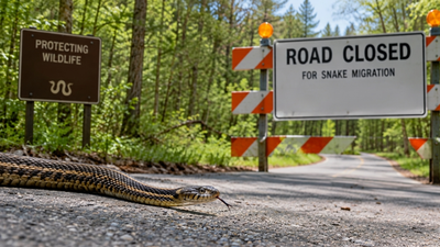 illinois closes a forest road twice a year to protect migrating snakes continuing a wildlife measure introduced in 1972
