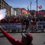 protesters march during a demonstration in marseille southern france frances