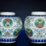 the decorative style is known as doucai a traditional chinese porcelain technique that combines underglaze blue painting with coloured enamels applied over the glaze image credit roseberys london