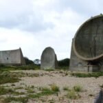 the denge sound mirrors near greatstone lakes in kent built between 1928 and 1930 to detect enemy aircraft by sound