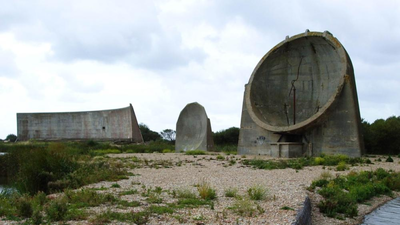 the denge sound mirrors near greatstone lakes in kent built between 1928 and 1930 to detect enemy aircraft by sound