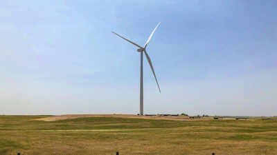 the turbine sends electricity to a nearby power station from where it is supplied to local customers